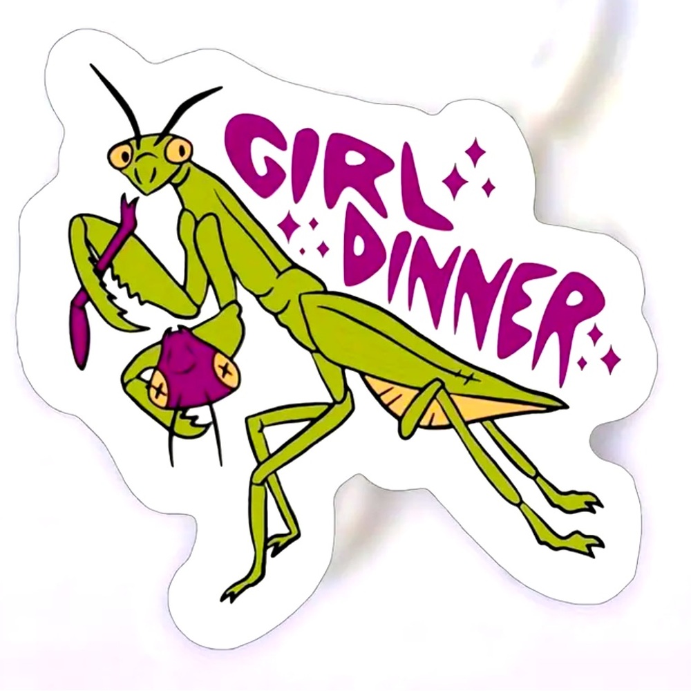 Girl Dinner sticker feminist decal small see pics for size mantis gift funny new